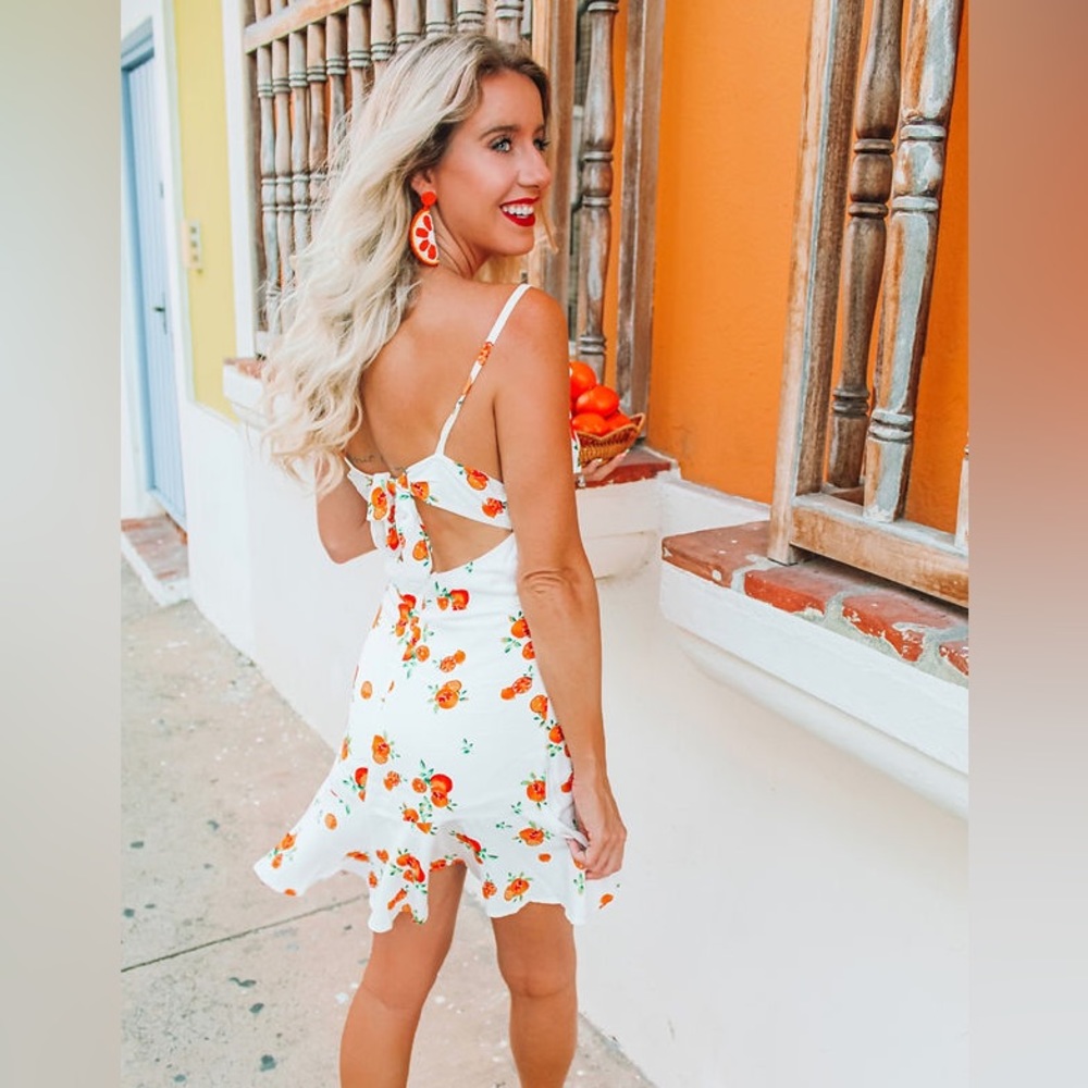 Women's Orange Backless Summer Dress NWT